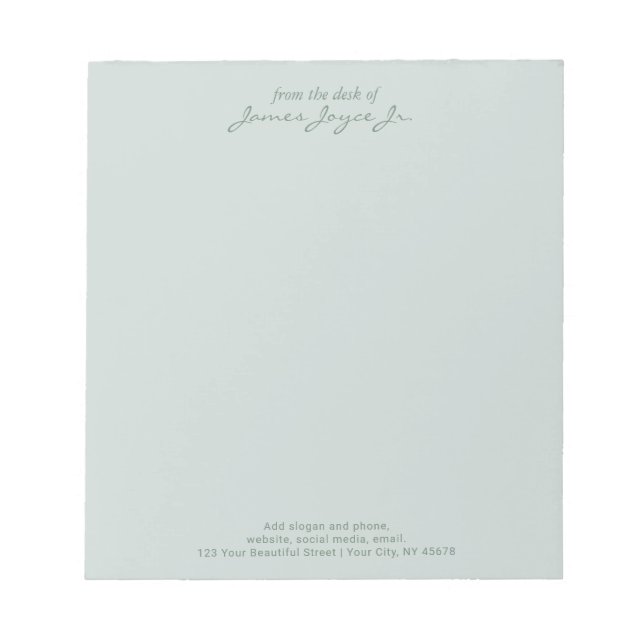Bloco De Notas Sage Elegant Handwritten Stylish From The Desk Of (Frente)