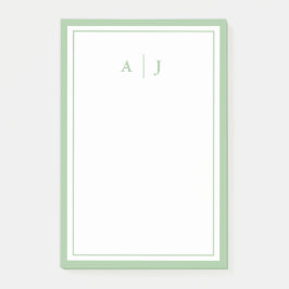 Bloco De Notas Sage Green Minimalista Dois Monogramas de borda