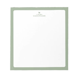 Bloco De Notas Sage Green   Simple Heart Personalized Notepad