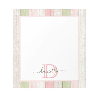 Bloco De Notas Sage Russo Verde e Madeira Floral Rosa Personaliza