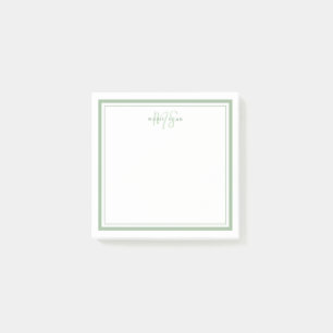 Bloco De Notas Sage Verde Minimalista Monograma Simples Duas Bord