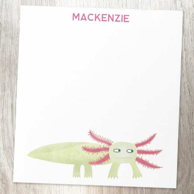 Bloco De Notas Salamandra Axolote Personalizada Nome Divertido (Fun Axolotl salamander personalized custom name notepad for amphibian and animal lovers)