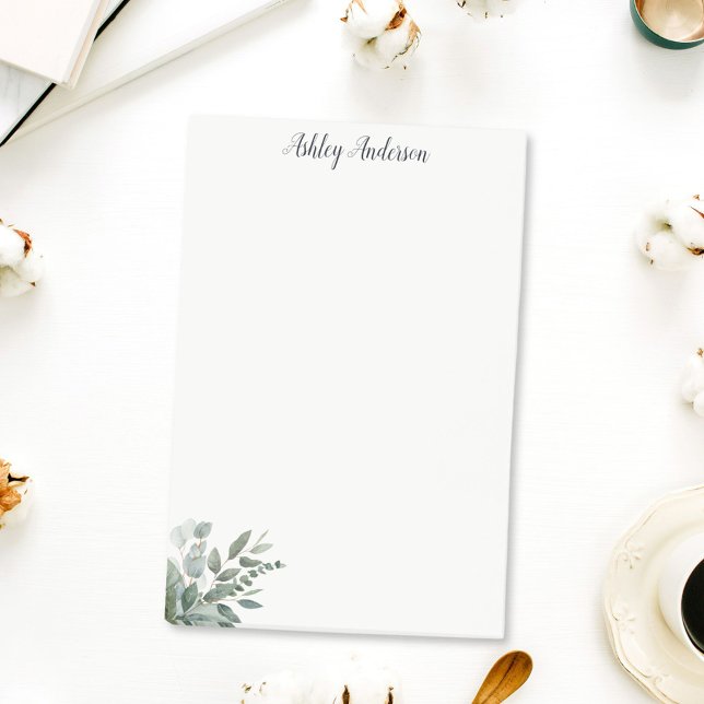 Bloco De Notas Salas de Eucalyptus Tropicais em Aquarela (In situ On desk)