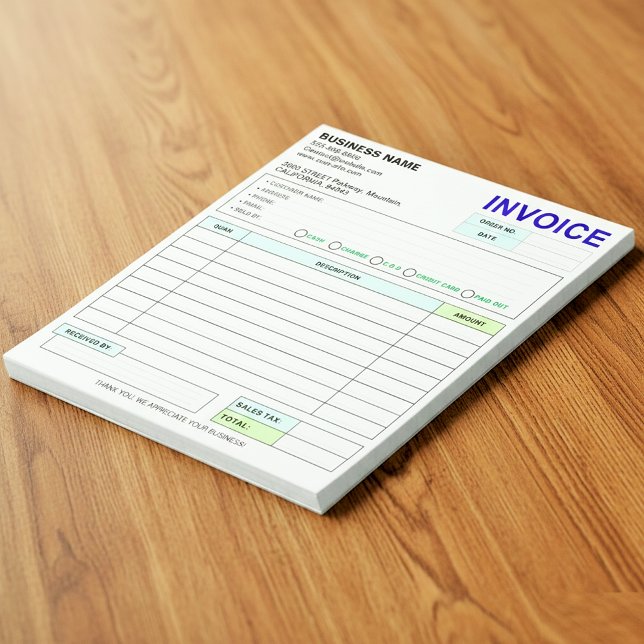 Bloco De Notas Sales Invoice Receipt | Company / Business Name (Custom Duplicate Sales Invoice Receipt Books)