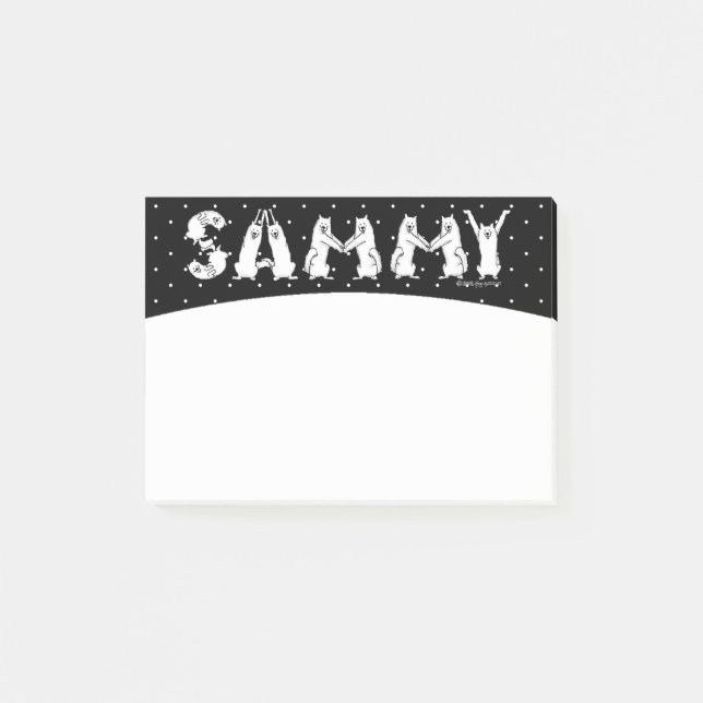 Bloco De Notas Sammy Ortografou em Samoyed Dog Letters (Frente)