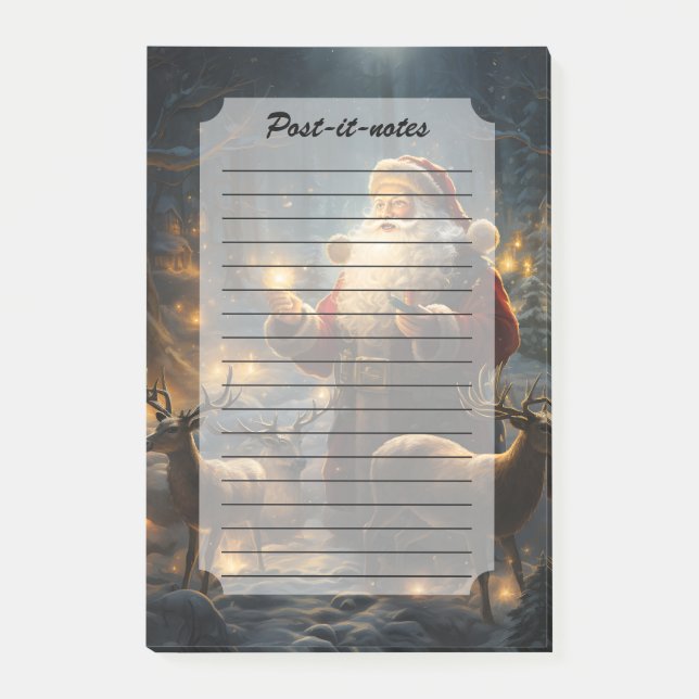 Bloco De Notas Santa Christmas Night Snowy Forest (Frente)