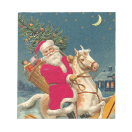 Bloco De Notas Santa Claus on a wooden horse