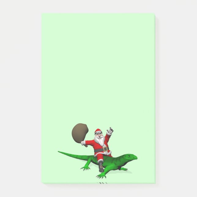 Bloco De Notas Santa Claus Riding Green Lizard (Frente)