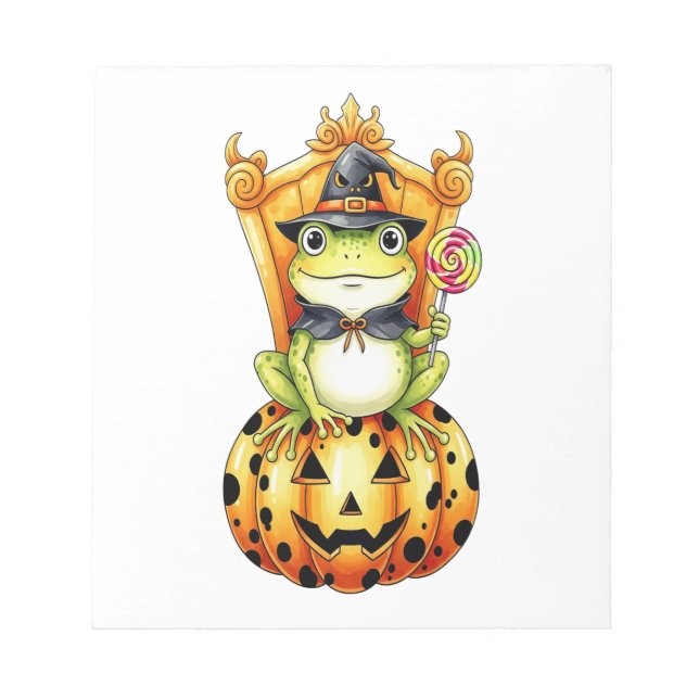 Bloco De Notas Sapo Bonito de Halloween na Abóbora (Frente)