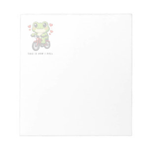 Bloco De Notas Sapo Ciclista Fofo Arte de Sapo Kawaii de Bicicl