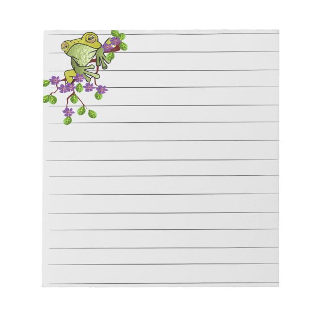 Bloco De Notas Sapo em um Ramo de Flores (Frente)