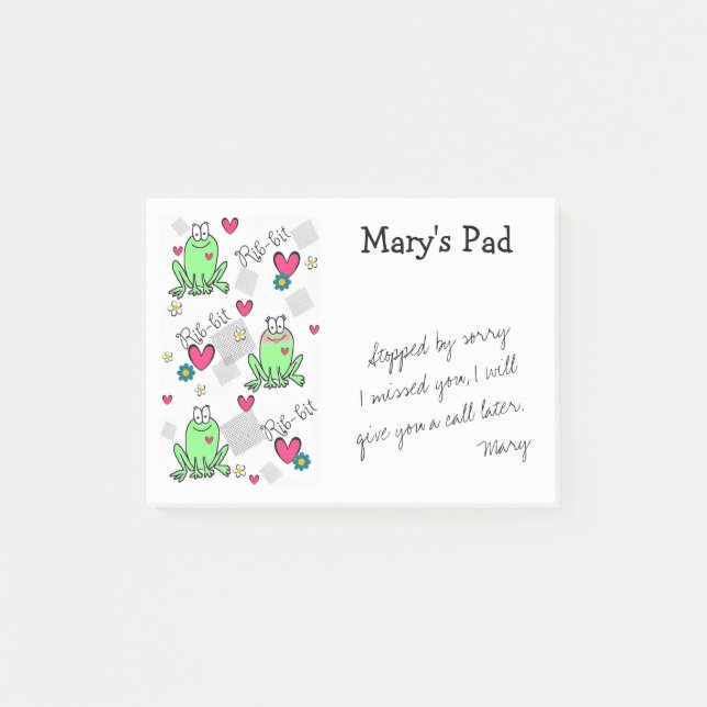 Bloco De Notas Sapo (notas pegajosas) (Frente)