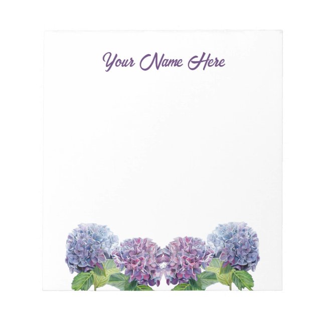 Bloco De Notas Sapphire Blues Hydrangeas Notepad (Frente)