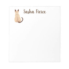 Bloco De Notas Sasha Siamese Cat Sitting Back View Gatinho Person