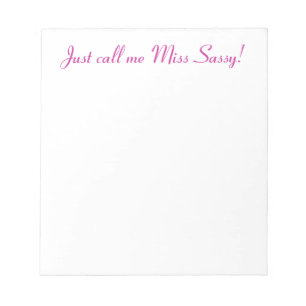 Bloco De Notas Sassy Miss Cute Girly Atitude Engraçada