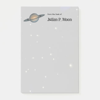 Bloco De Notas Saturn with Rings in Outer Space Personalized