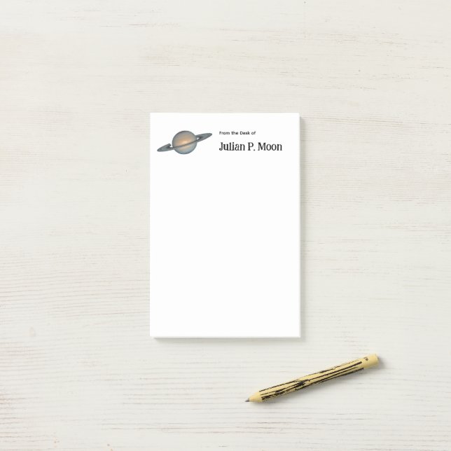 Bloco De Notas Saturn with Rings Outer Space Personalized (Na mesa)