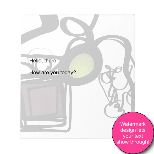 Bloco De Notas Saudações de Philydion: Abstrato Black & White (Criador carregado)