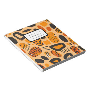 Bloco De Notas "Savanna Pop: Tribal Vibes em Laranja e Negro"