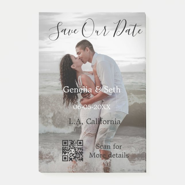 Bloco De Notas Save the date simple minimal QR scan code details  (Frente)