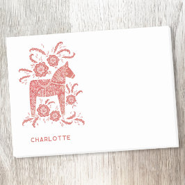Bloco De Notas Scandinávia Dala Horse Red Personalizada