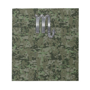 Bloco De Notas Scorpio Zodiac - Símbolo Woodland Digital Camo