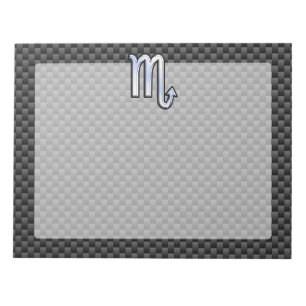 Bloco De Notas Scorpio Zodiac - Sinal em Decor de Fibra de Carbon