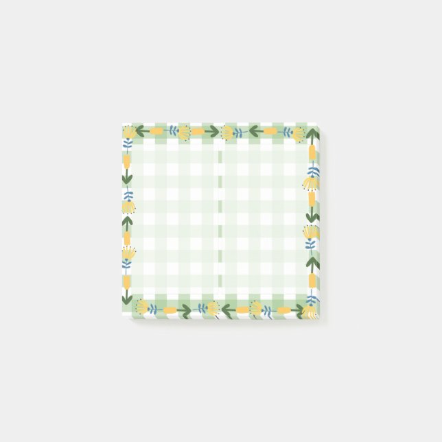 Bloco De Notas Scottich e verde-floral e grão-amarelo (Frente)