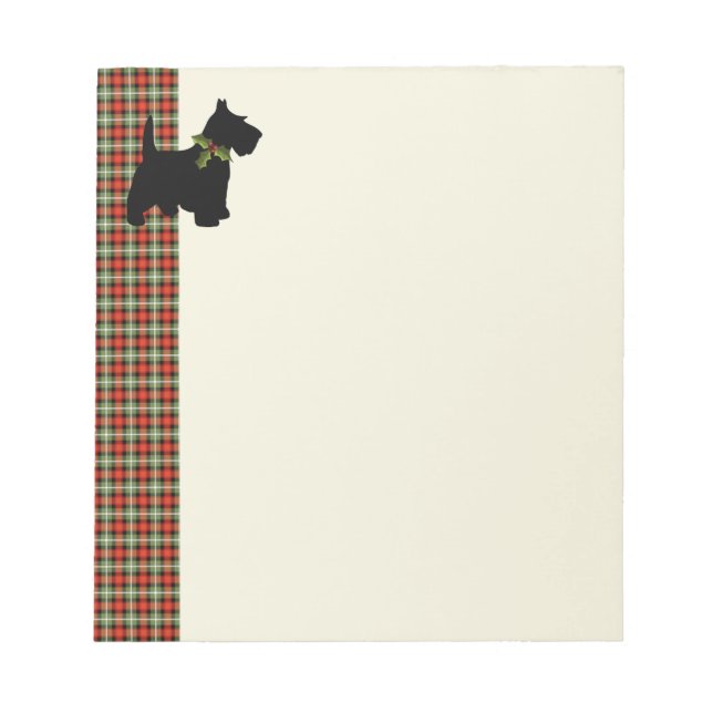 Bloco De Notas Scottie Dog Scottie Xadrez Christmas (Frente)