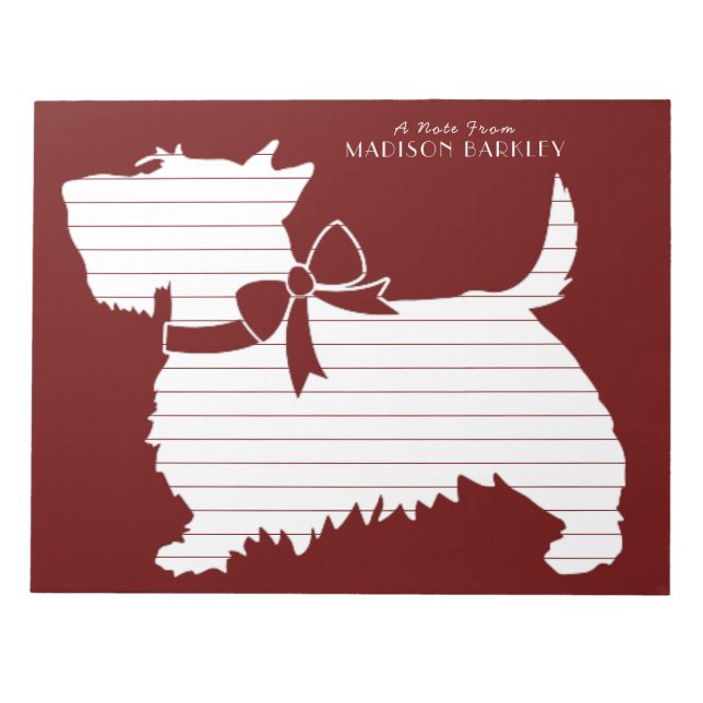 Bloco De Notas Scottish Terrier Scotty Dog Puppy Scottie Notepad (Frente)