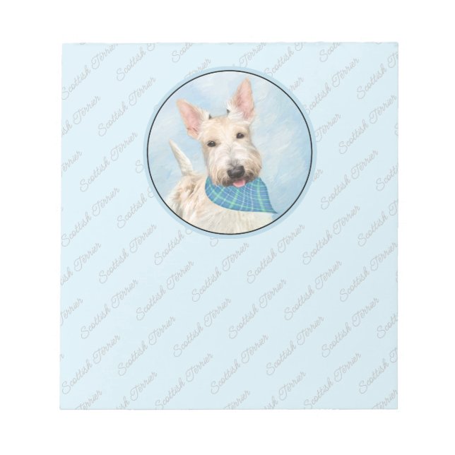 Bloco De Notas Scottish Terrier Wheaten Dog Painting (Frente)