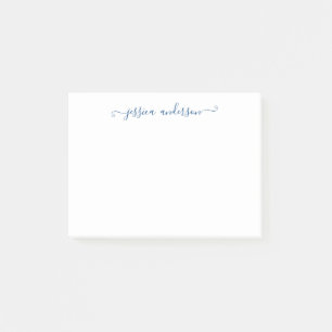 Bloco De Notas Script Azul de Marinho Elegante Clássico Simples