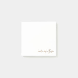 Bloco De Notas Script branco e Dourado da mesa do nome personaliz