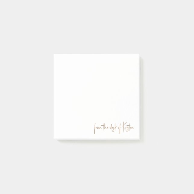 Bloco De Notas Script branco e Dourado da mesa do nome personaliz (Frente)