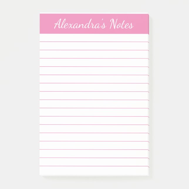 Bloco De Notas Script Chic Simples Elegante Rosa Vinculado Person (Frente)