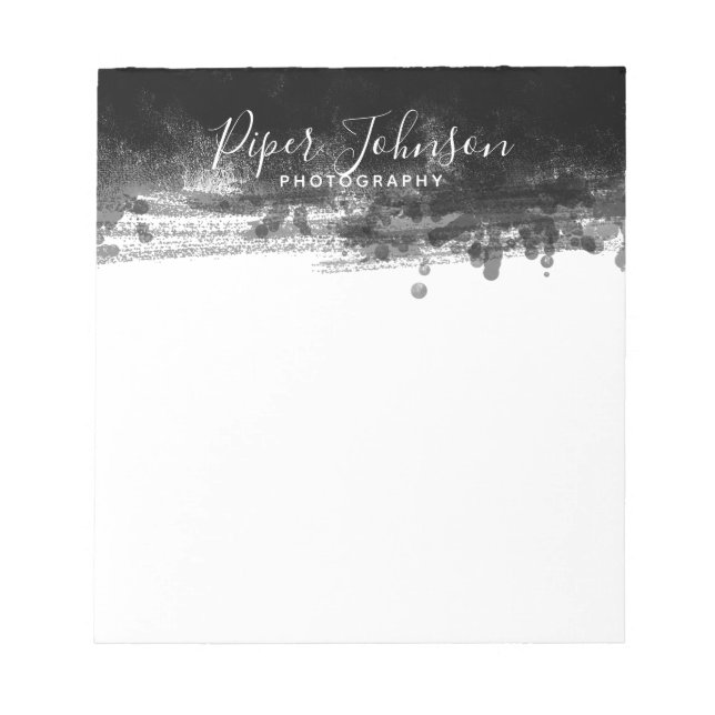 Bloco De Notas Script de Abstrato branco preto profissional (Frente)