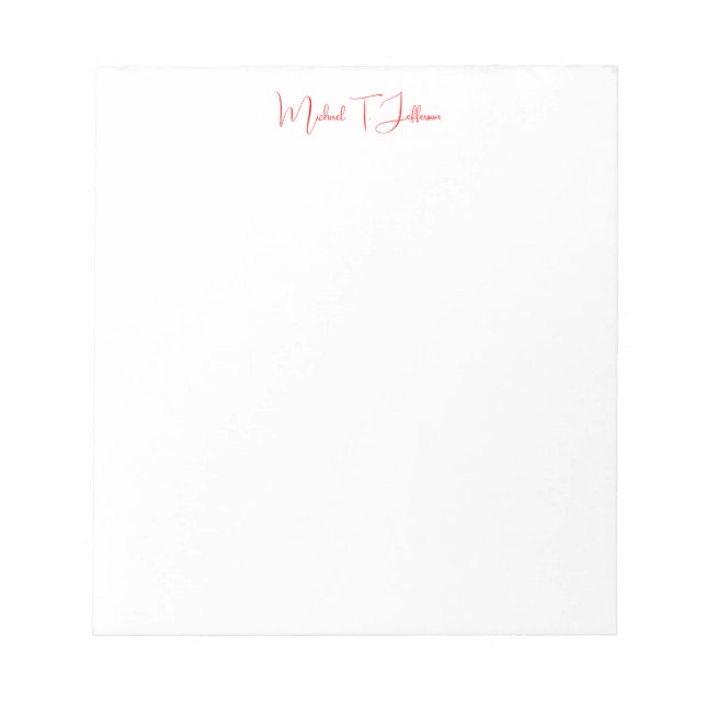 Bloco De Notas Script de Caligrafia Elegante Simples Vermelho Bra (Frente)