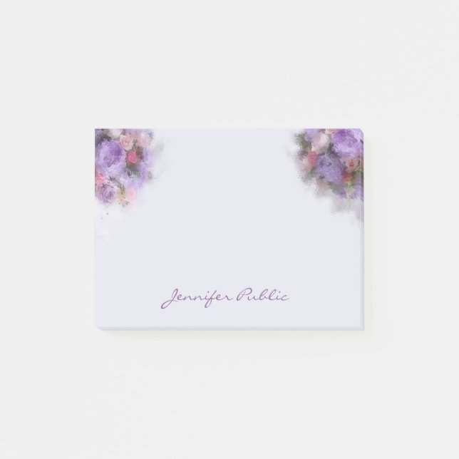 Bloco De Notas Script de flores de Modelo de óleo Elegante (Frente)