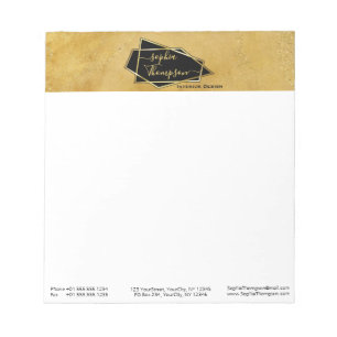 Bloco De Notas Script de mármore de brilho Dourado no luxo