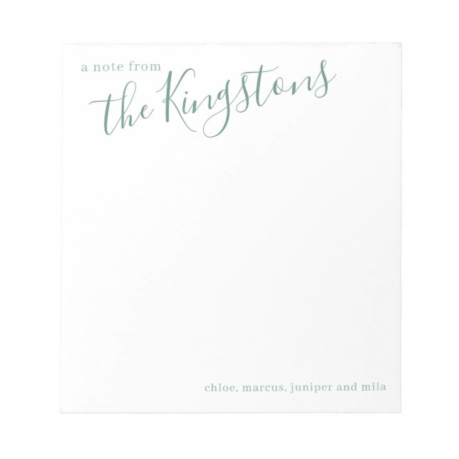 Bloco De Notas Script de Nome da Família Juniper (Frente)