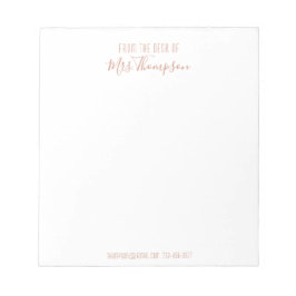 Bloco De Notas Script de Nome Dourado do Rosa moderno a partir da