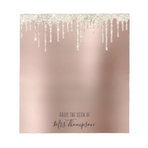 Bloco De Notas Script de Nome Preto Brilhante do Rosa Dourado Bri