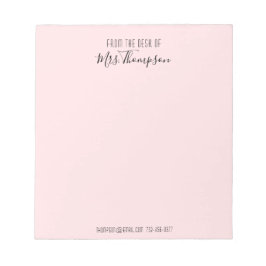Bloco De Notas Script de Nome Rosa Blush Moderno Da Mesa De
