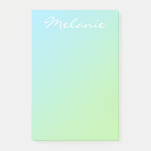 Bloco De Notas Script de Ombre Verde Azul-Aqua Moderno