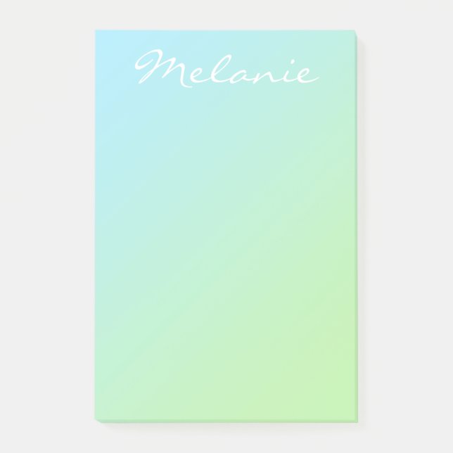 Bloco De Notas Script de Ombre Verde Azul-Aqua Moderno (Frente)