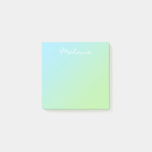 Bloco De Notas Script de Ombre Verde Azul-Aqua Moderno