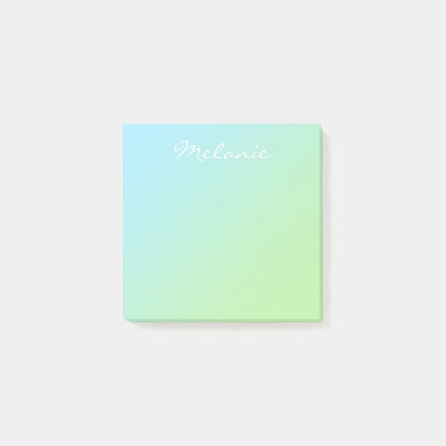Bloco De Notas Script de Ombre Verde Azul-Aqua Moderno (Frente)