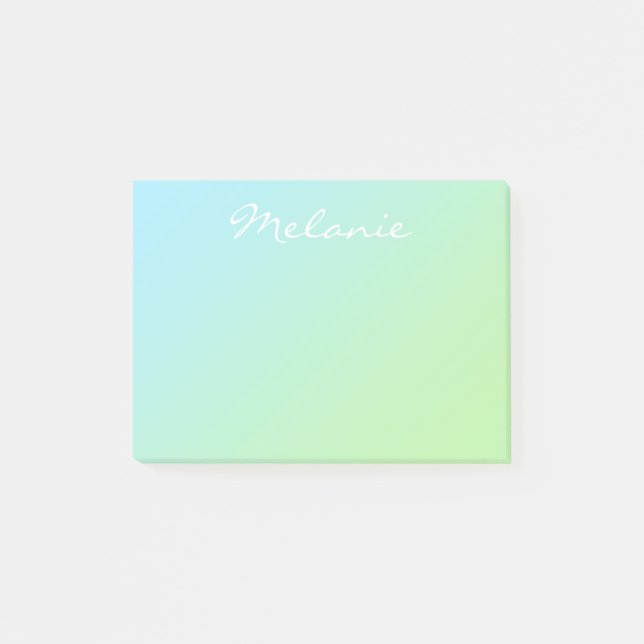 Bloco De Notas Script de Ombre Verde Azul-Aqua Moderno (Frente)