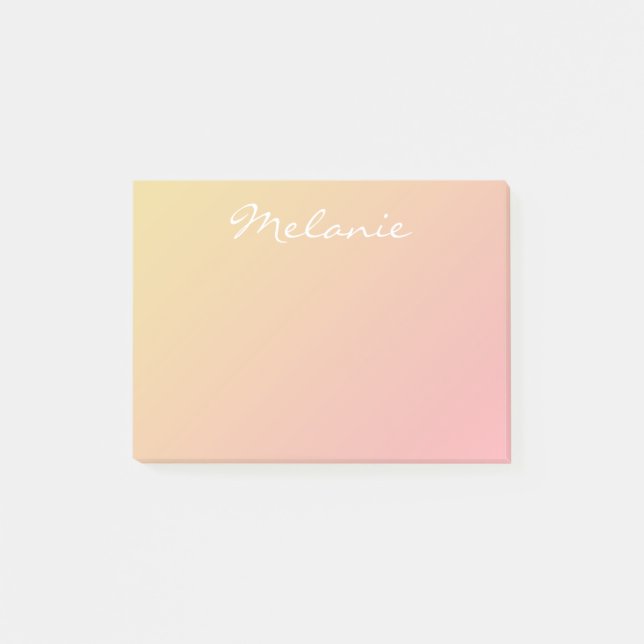 Bloco De Notas Script Dourado de módulo de Rosa de Blush moderno (Frente)