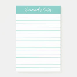 Bloco De Notas Script Elegant Aqua Lined Personalized